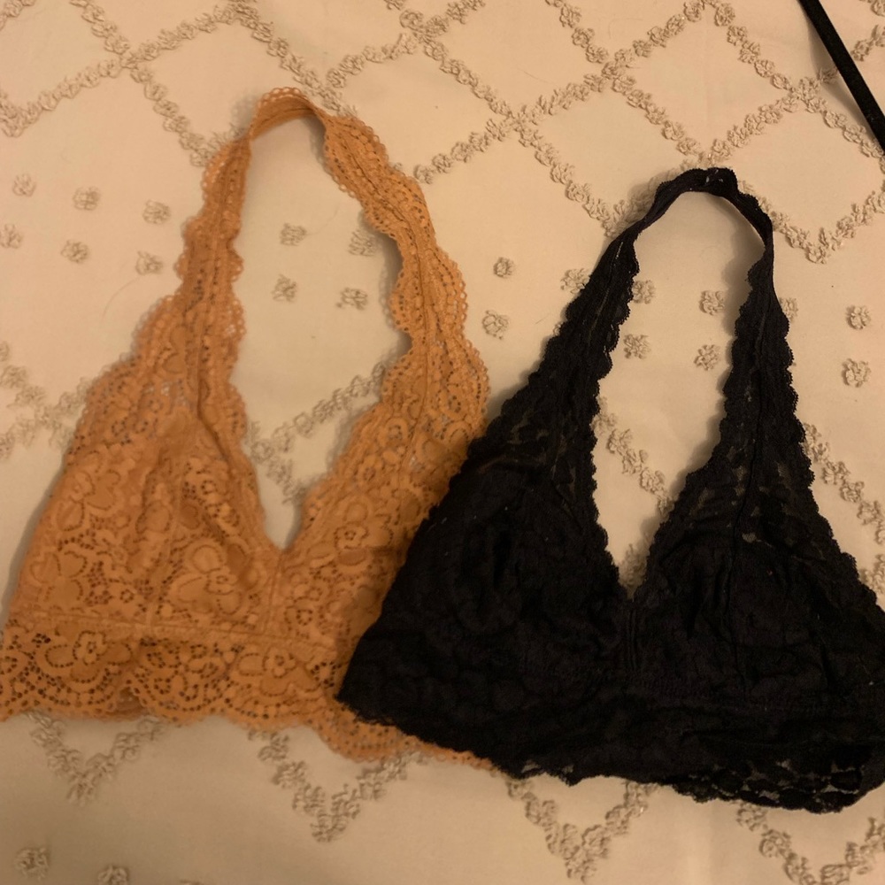 Aerie lace bras. One black and one burnt orange both size small